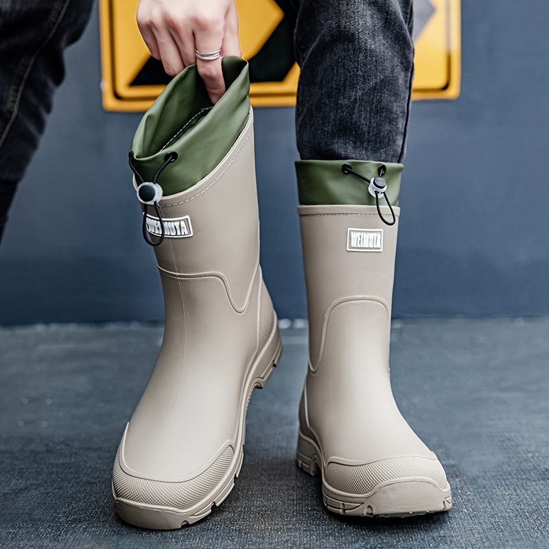 Fishing Boots - Men waterproof Rain Boots Mid Calf