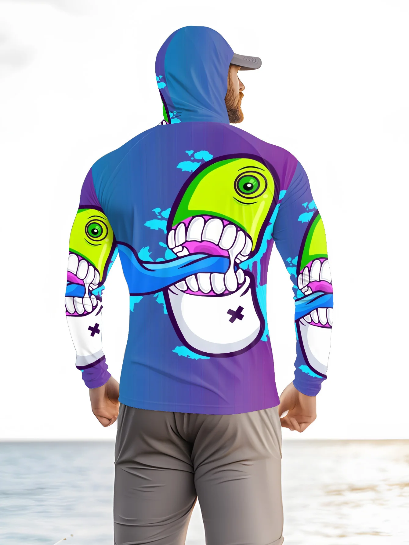 Men Cartoon Monster Graffiti F - Fishing Mask Sun Protection ulasan dan harga