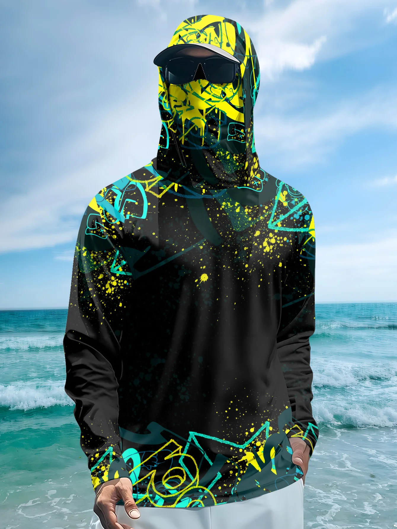 Men UPF50+ Fishing Hoodie With - Fishing Mask Sun Protection ulasan dan harga