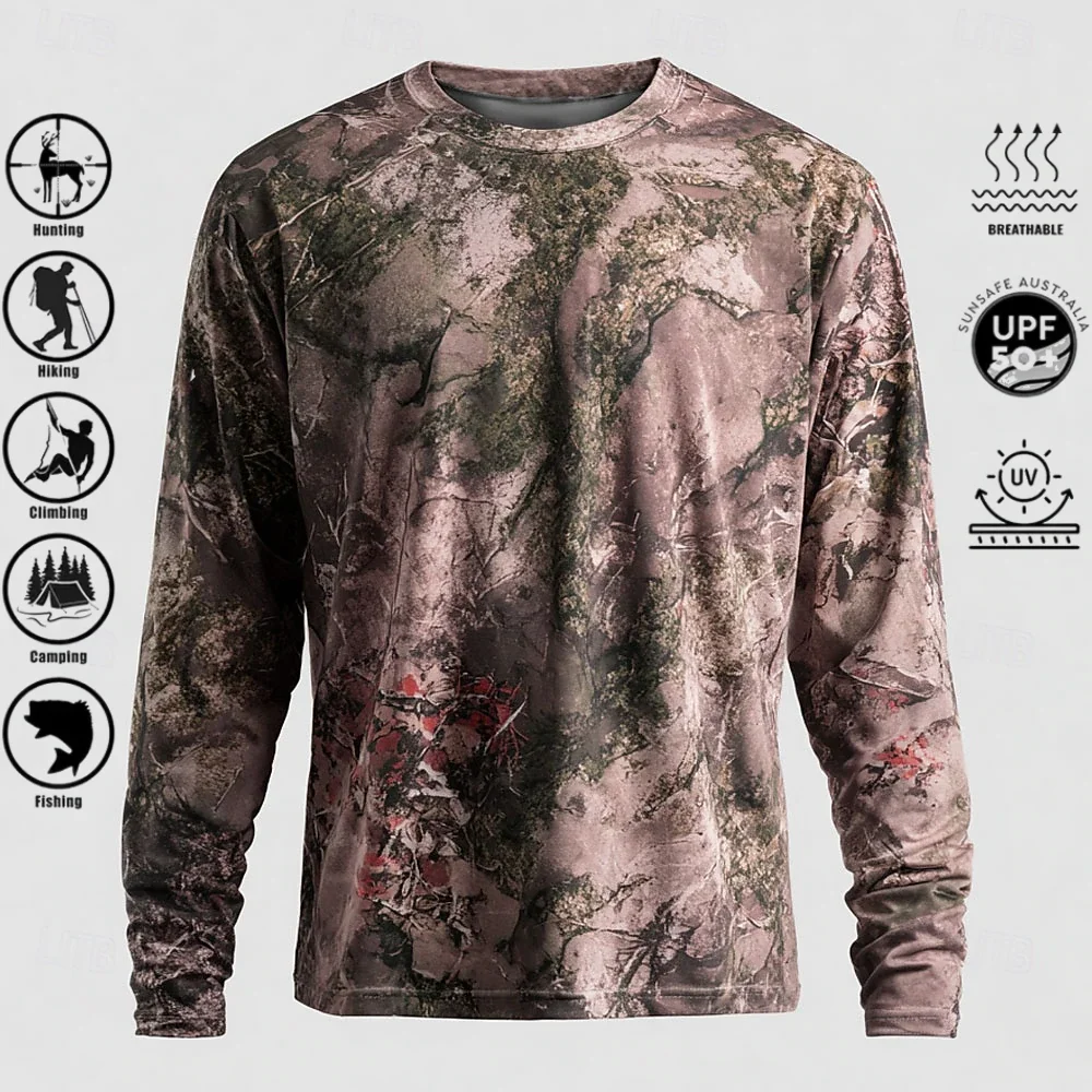 Men Long Sleeve T-shirt Polyes - Fishing Shirt Uv Protection ulasan dan harga