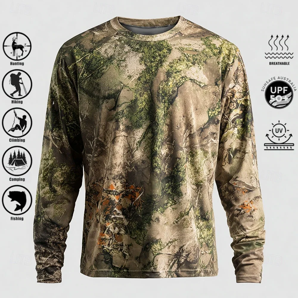 Men Long Sleeve T-shirt Polyes - Fishing Shirt Uv Protection ulasan dan harga