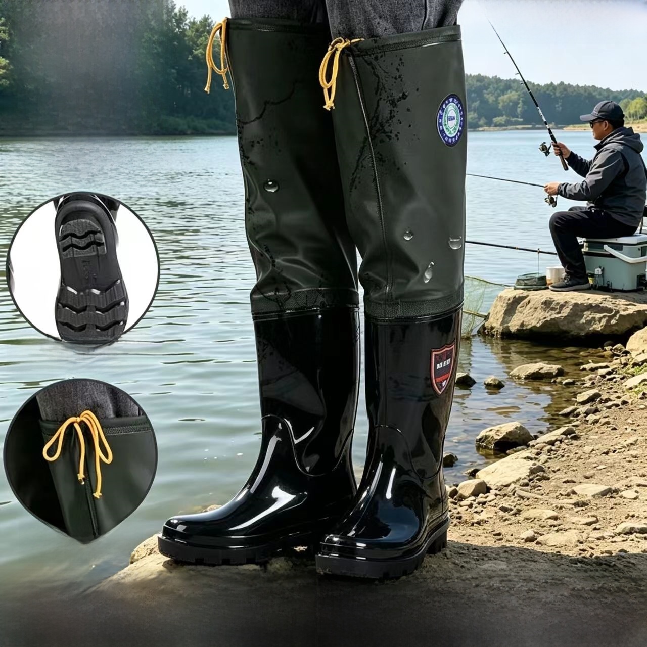 Thickened Over-Knee Rain Boots - Fishing Pants Waterproof ulasan dan harga