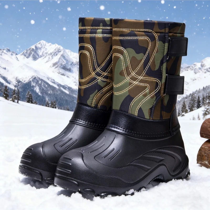 Men Camo High‑Top Winter Snow  - Fishing Boots ulasan dan harga